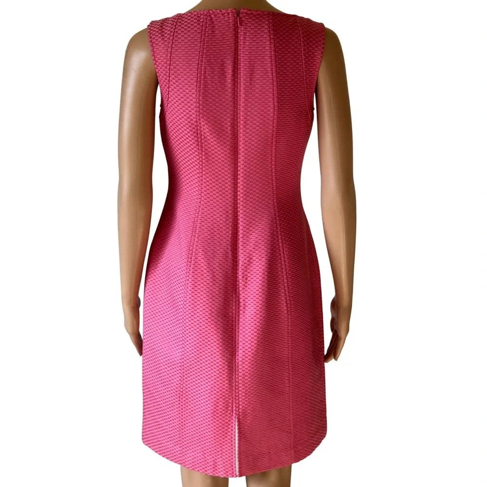 Talbots Pink Cotton Silk Textured Sheath Dress Notched Neck 2P Sleeveless